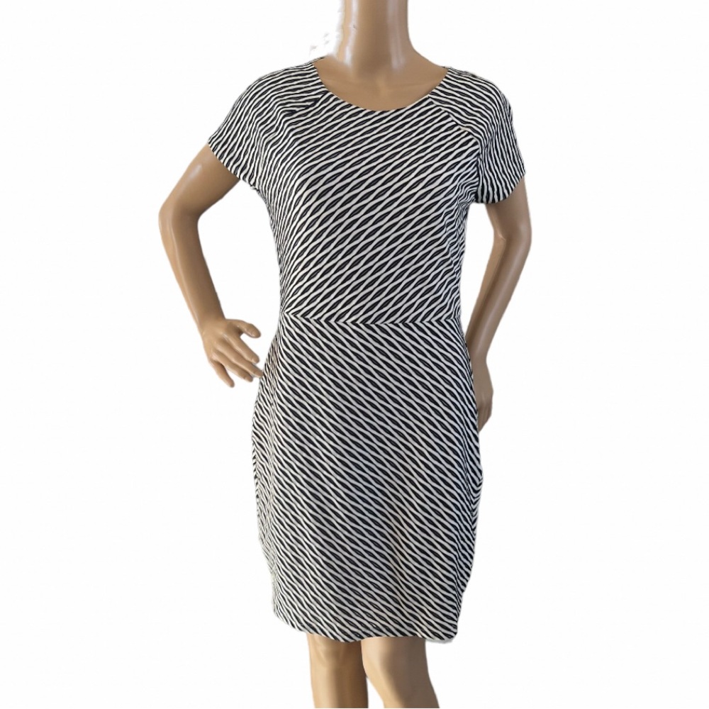 AX Armani Exchange Sheath Dress Stretch Black White Lined